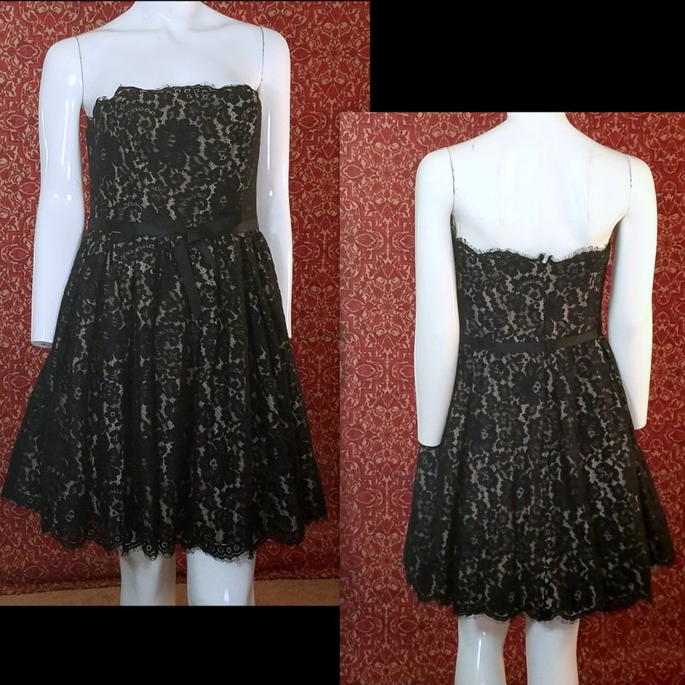 LIBERATED & FREE black lace strapless dress 10🗓️